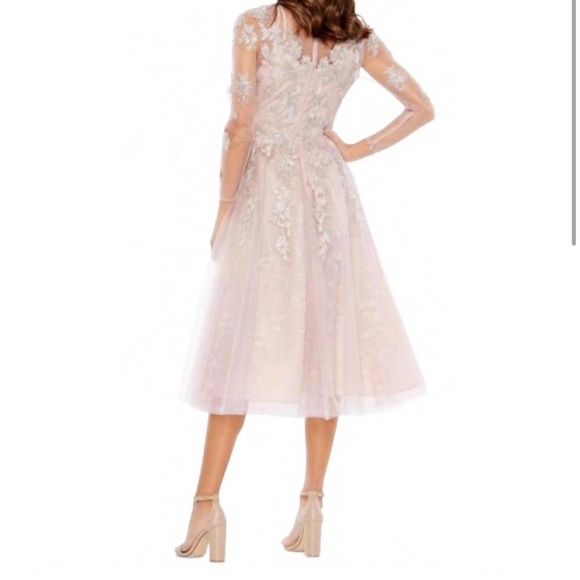 NWT Mac Duggal 30681 Sheer Neckline Illusion Sleeve Dress Sz 4 $598 - Picture 2 of 8